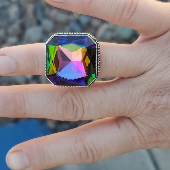 New Amazing Mystic Topaz 925 Silver Statement Ring. - Picture 15 of 16